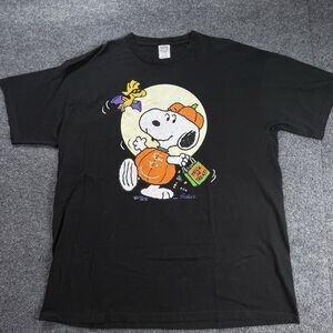 Vtg Snoopy Halloween Shirt Mens XL Black Woodstock Vampire Pumpkin Schulz